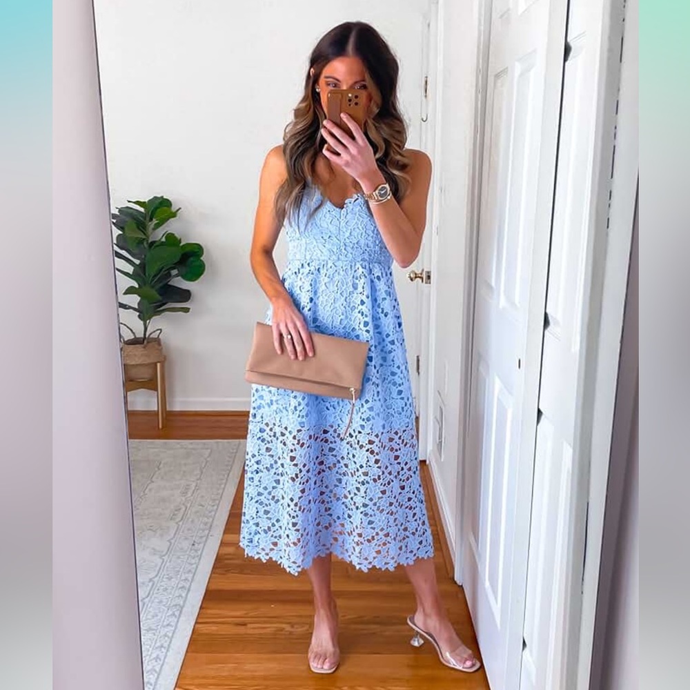 🦋Astr The Label Women’s Lace A Line Midi Dress 
Blue Size-XXL